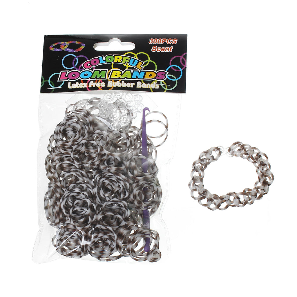 Sexy Sparkles 300 Pcs Rubber Bands DIY Loom Bracelet Making Kit with Hook  Crochet and S Clips (Coffee and White)